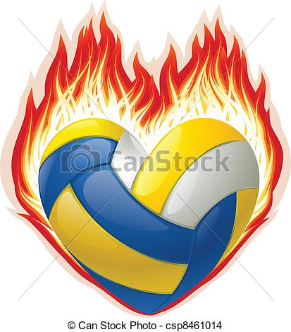 Heart Shaped Volleyball Clipart Vector   Vector Volleyball