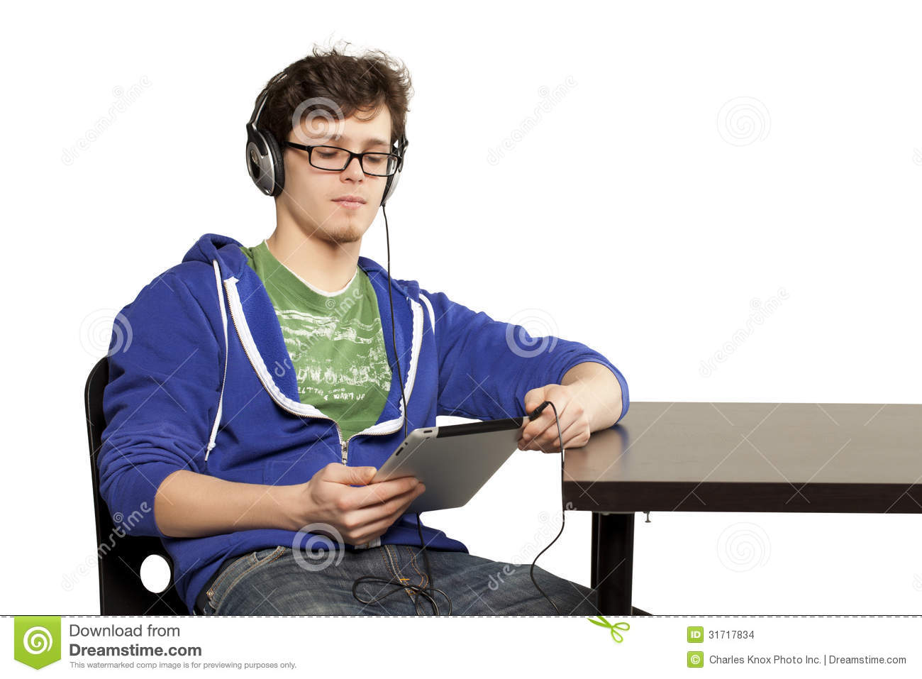 Student Sitting At Table Using Computer Stock Images   Image  31717834
