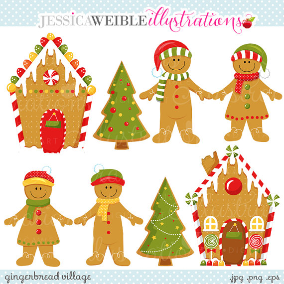 Village Cute Digital Clipart   Commercial Use Ok   Gingerbread Clipart