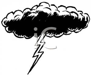 Black And White Lightning Cloud   Royalty Free Clipart Picture