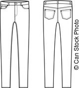 Skinny Pants   Vector Illustration Of Skinny Jeans Front And