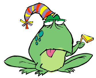 Animated Inebriated Frog With A Noisemaker Wearing A Party Hat On New