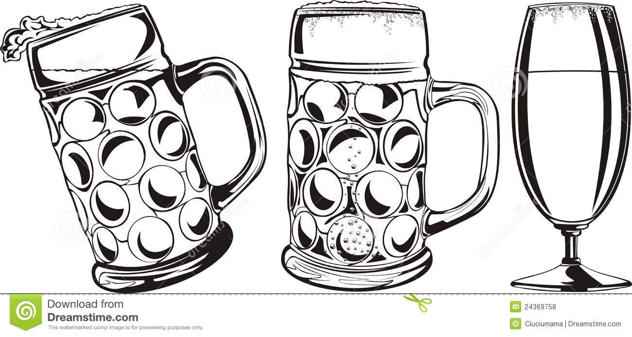 Beer Glass Clip Art Black And White Beer Mug And Glass   Black And