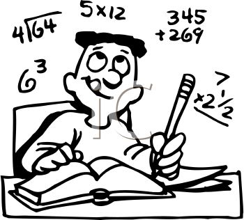 Free Clip Art Image  Black And White Cartoon Of A Boy Doing Math