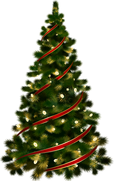 Image   Large Transparent Christmas Tree With Red Ribbon Clipart Png