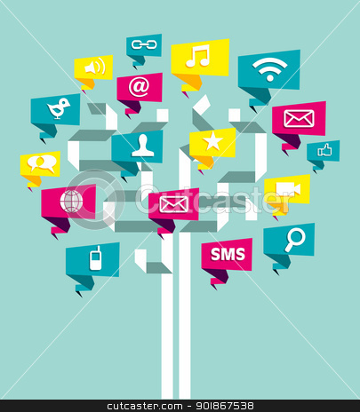 Social Media Network Business Tree Stock Vector Clipart Social    