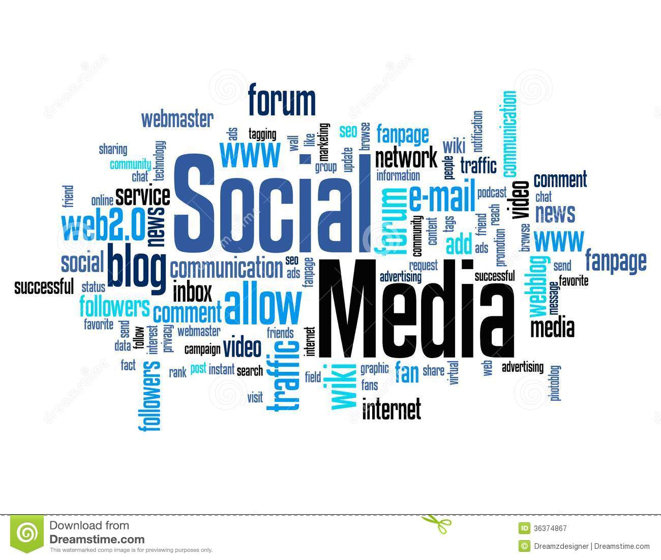 Social Media Word Cloud Concept With Related Words Collection Isolated