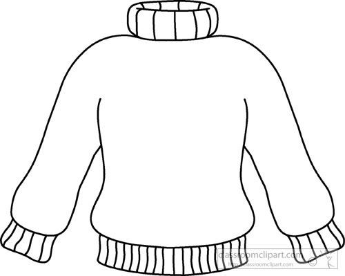 Weather   Winter Turtle Neck Sweater Outline 01   Classroom Clipart