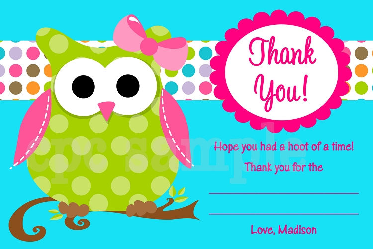 Pictures Sweet Owl Thank You Card Baby Shower Birthday Whoo Clipart