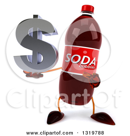Clipart Of A 3d Soda Bottle Character On A White Background   Royalty