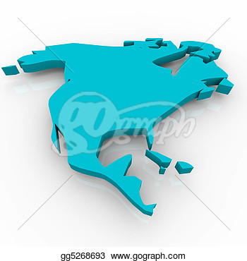 Stock Illustration   A Blue Conceptualized Map Of North America On A