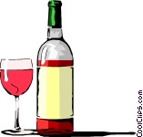 Wine Bottle With Glass Vector Clip Art