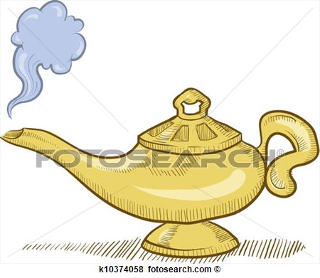 Clip Art Of Genie Lamp Sketch K10374058   Search Clipart Illustration