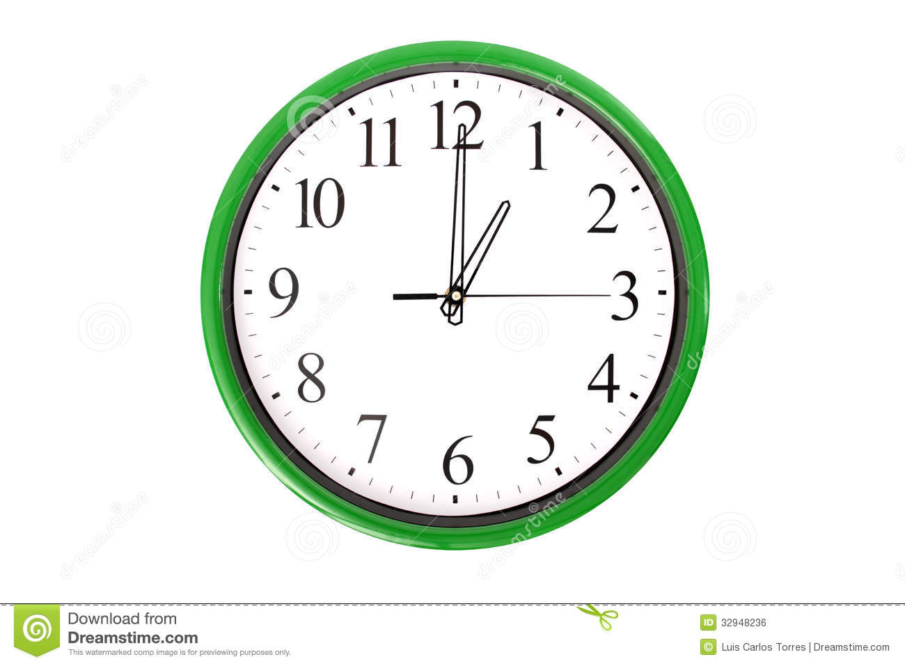 Clock Of A Serie Showing 1 O Clock  Isolated On A White Background