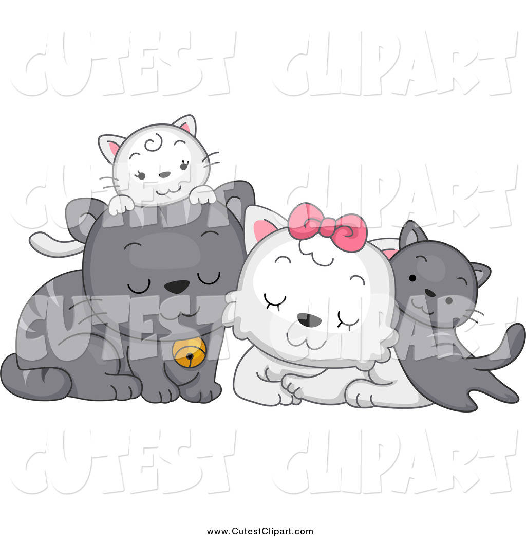     Vector Clip Art Of A Cute Cat Family Cuddling By Bnp Design Studio