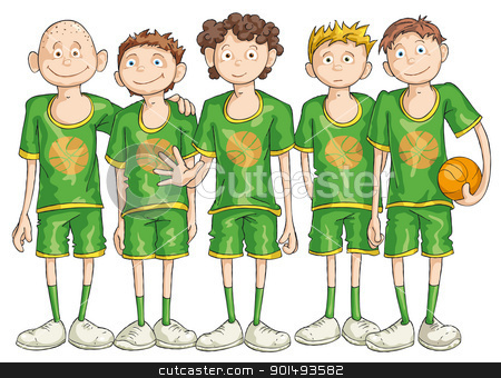 Basketball Team Stock Vector Clipart Five Basketball Players With The
