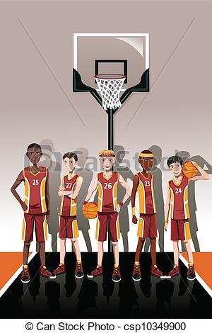 Clipart Of Basketball Team Players   A Vector Illustration Of A Team