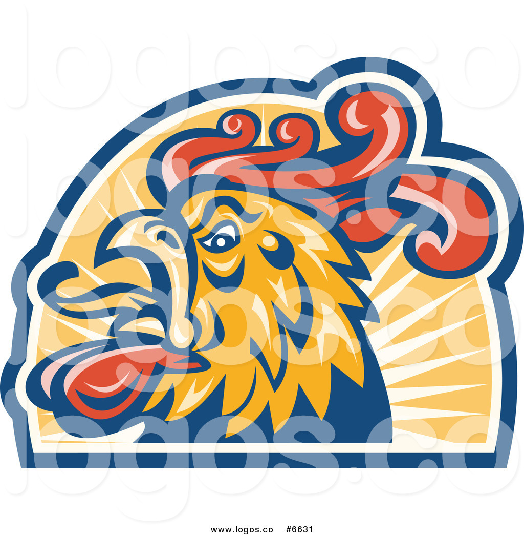 Logo Of A Crowing Rooster Head Over Sunshine By Patrimonio    6631
