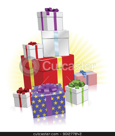 Lots Of Presents Concept Stock Vector Clipart Stack Of Wrapped Gifts