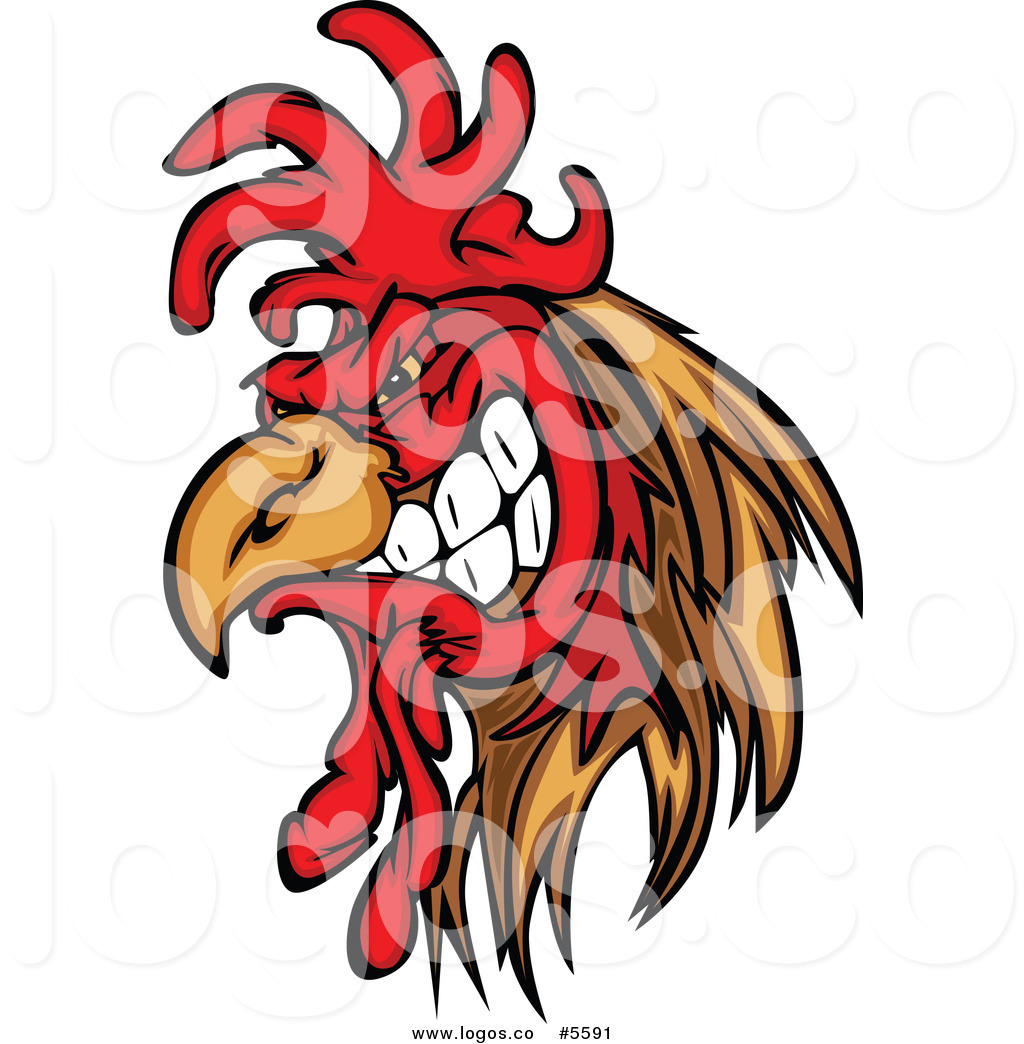 Royalty Free Vector Of A Logo Of An Angry Rooster Gritting His Teeth