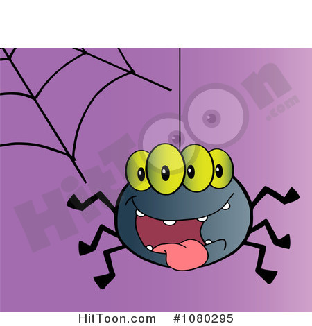 Spider Clipart  1080295  Four Eyed Creepy Spider Suspended From A Web