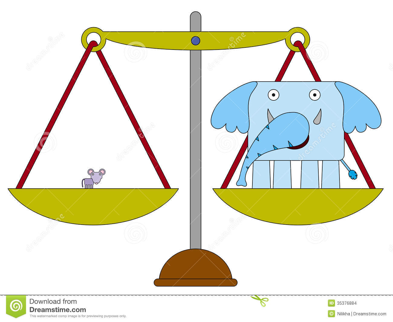 An Elephant And A Mouse Balanced Equally On A Scale