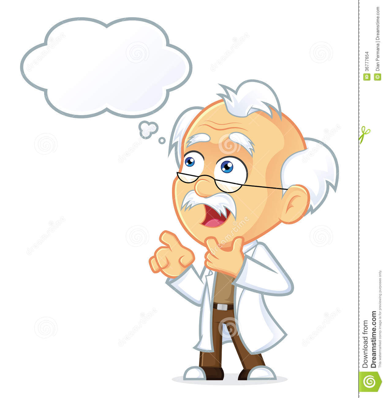 Clipart Picture Of A Professor Cartoon Character Thinking With White