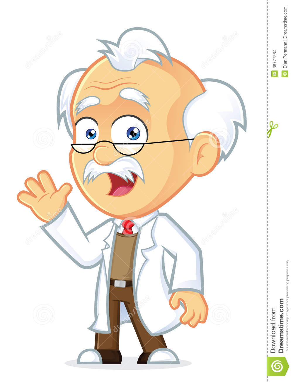 Clipart Picture Of A Professor Cartoon Character Waving 