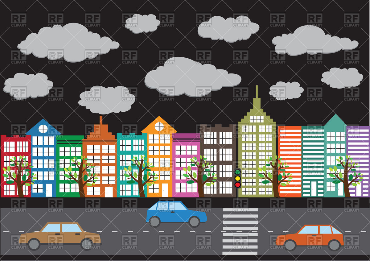 Town   Street And Houses 87944 Download Royalty Free Vector Clipart    