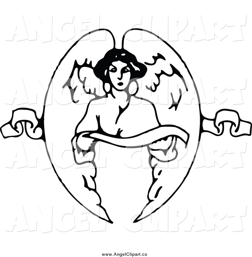 Guardian Angel Clipart Black And White Clip Art Of A Black And White