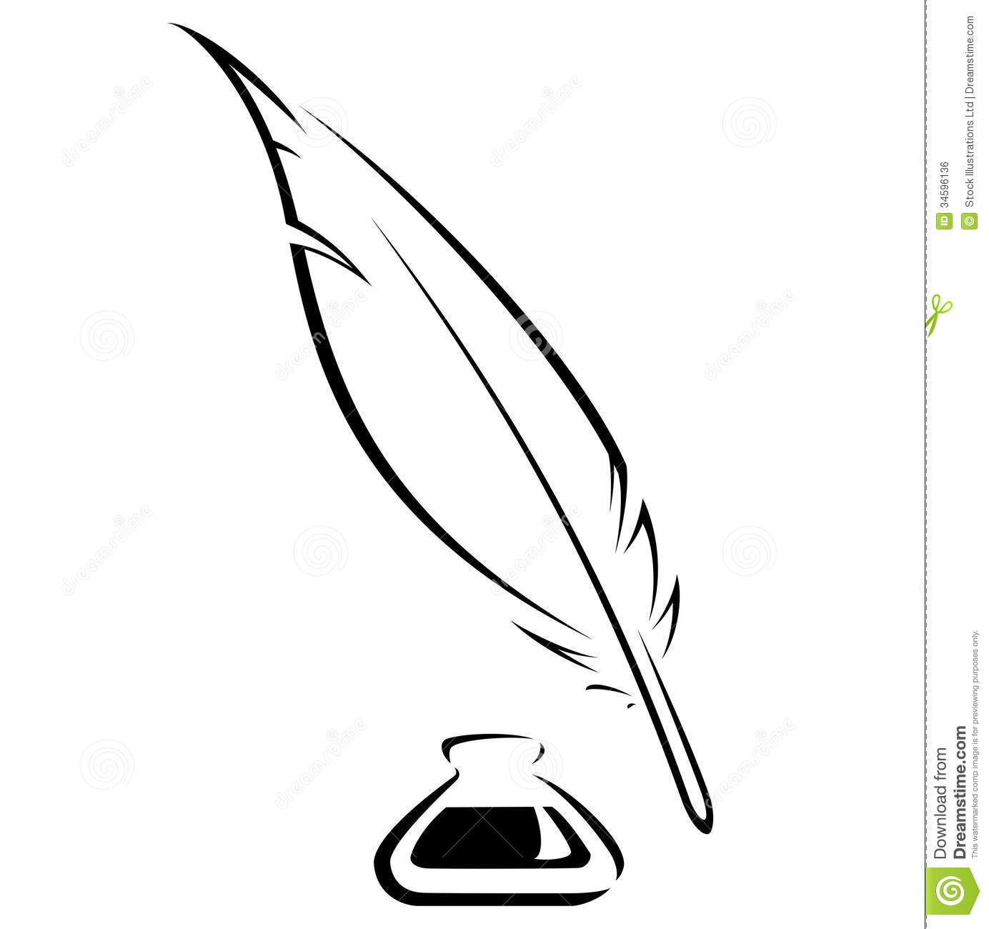 Quill And Ink Pot Black Vector Icon Royalty Free Stock Image   Image