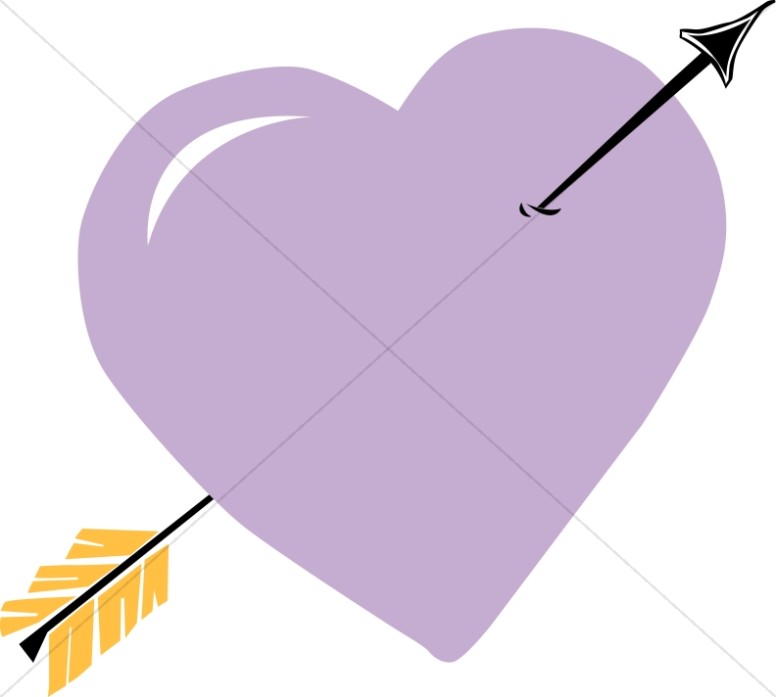 Arrow Through Purple Heart   Valentines Day Clipart