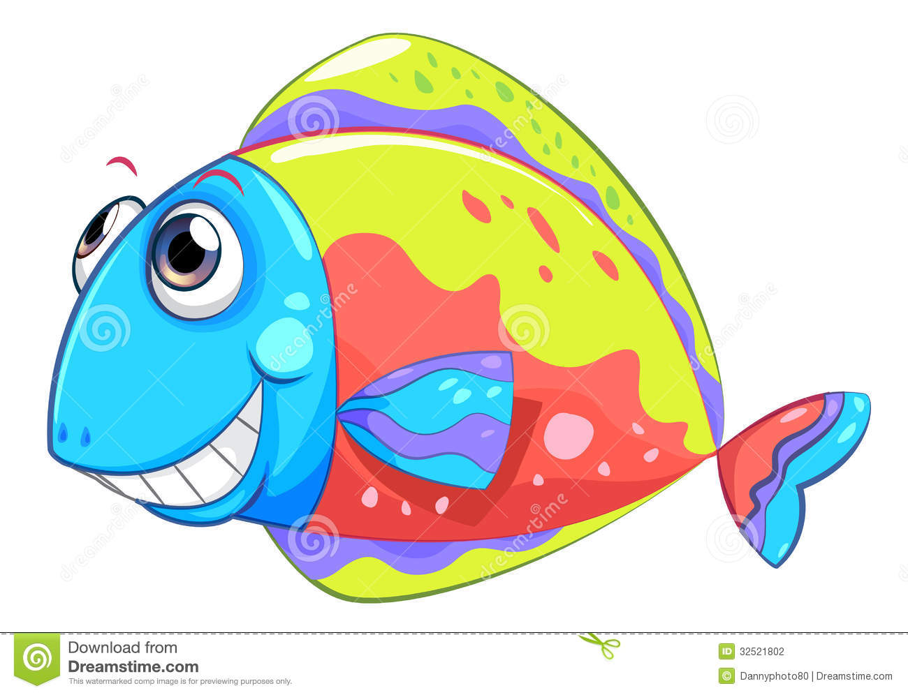 Colorful Fish Clip Art Colorful Smiling Fish Illustration White
