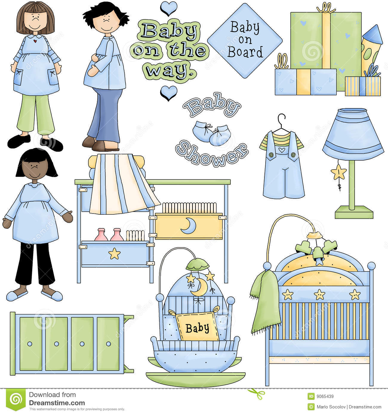 Free Stock Images  Blue Boy Baby Shower Clipart  Image  9065439