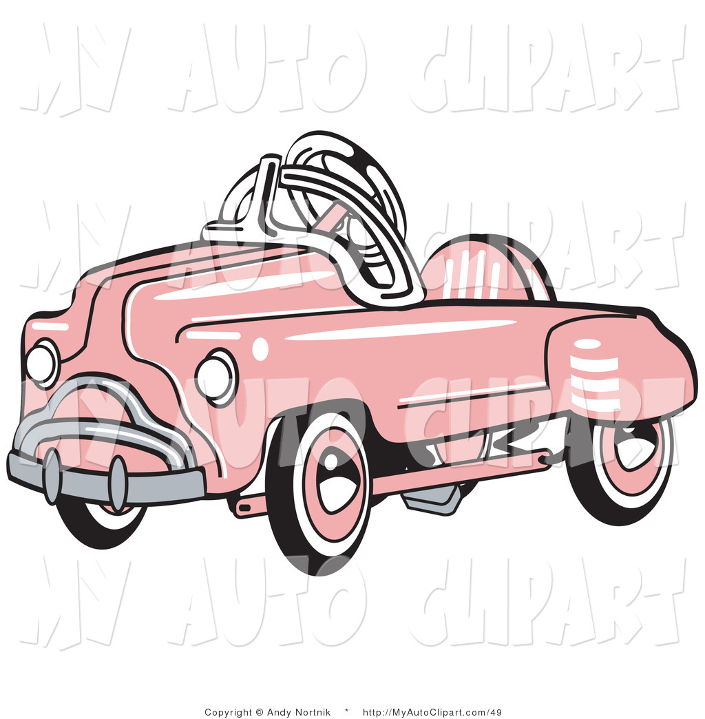Larger Preview  Clip Art Of A Pink Metal Pedal Convertible Toy Car