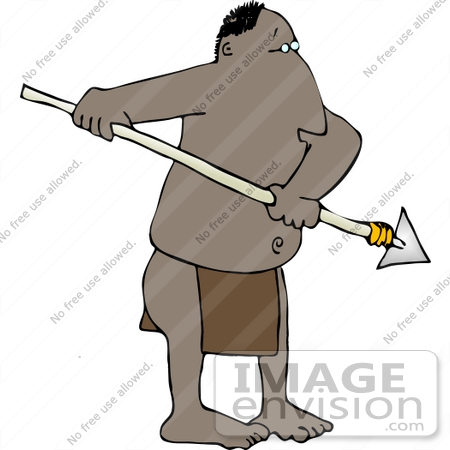 Native African Man In A Loincloth Holding A Spear Clipart    14657 By    