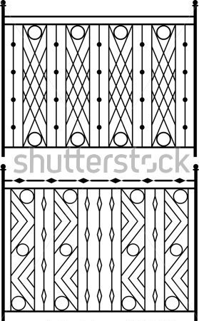 Wrought Iron Gate Door Fence Design Royalty Free Stock Vector Art