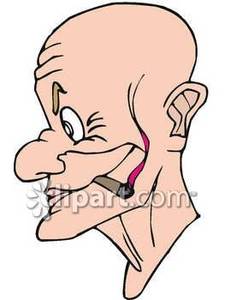 Bald Old Man With A Cigar   Royalty Free Clipart Picture