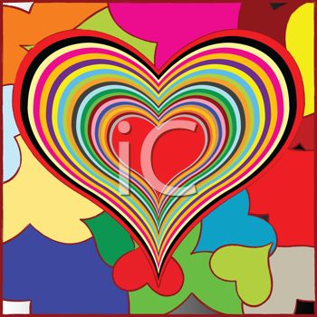 Day Glow Retro  70s Heart Design   Royalty Free Clip Art Picture