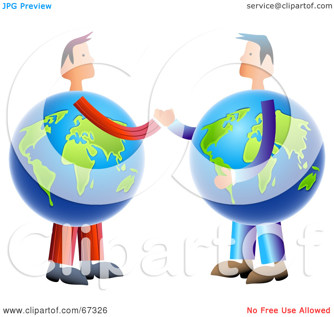 Rf  Clipart Illustration Of Globe Business Men Shaking Hands By Prawny