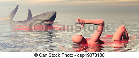 Shark Attack   3d Render   Csp19073180