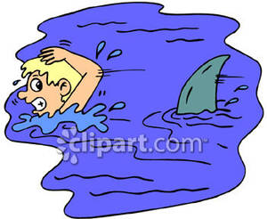 Swimming And Being Chased By A Shark Royalty Free Clipart Picture