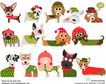 Christmas Dog Digital Clip Art Part 1 For Personal And Commercial Use