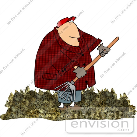 Clipart Of A Middle Aged Caucasian Man In A Red Hat Red Plaid Jacket