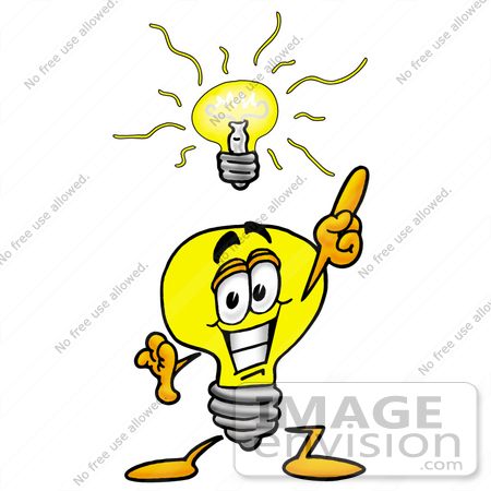 Clip Art Graphic Of A Yellow Electric Lightbulb Cartoon Character With