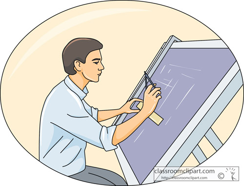 Occupation   Drafter Using Drafting Board   Classroom Clipart