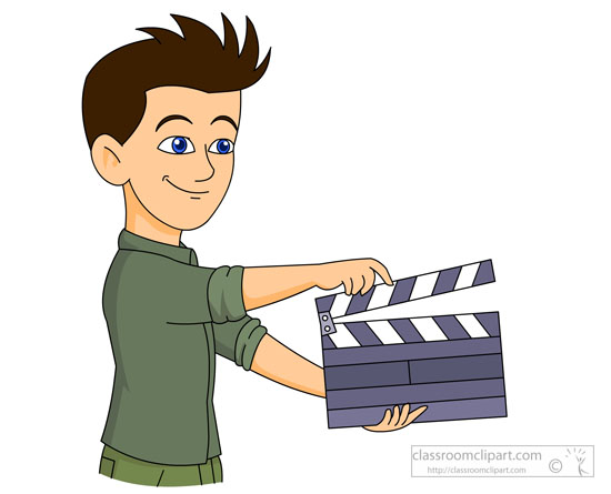 Theatre   Student With A Movie Clap Board Clipart   Classroom Clipart