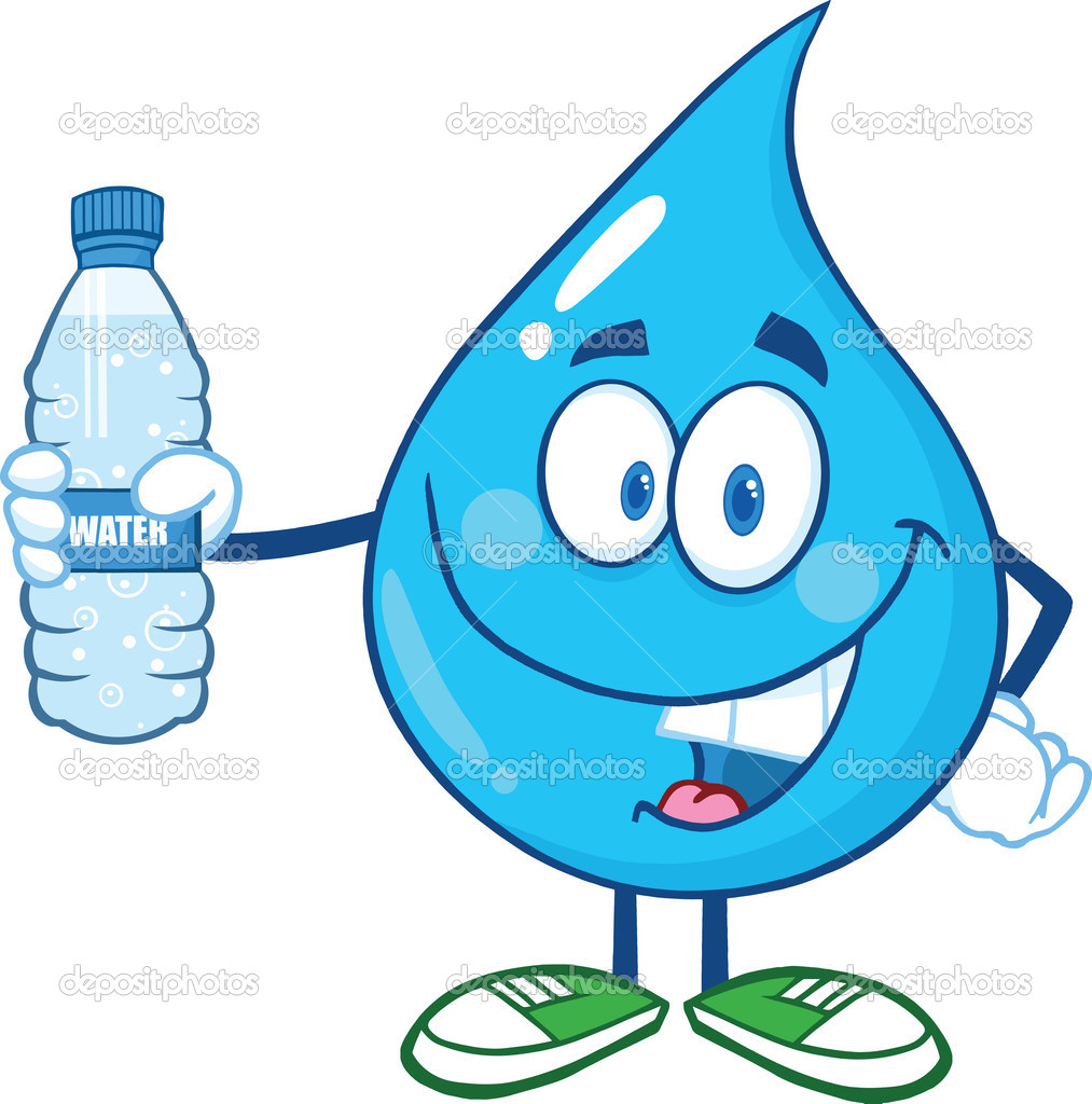 29806089 Water Drop Character Holding Up A Water Bottle Jpg