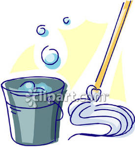 Bucket Of Soapy Water And A Mop   Royalty Free Clipart Picture