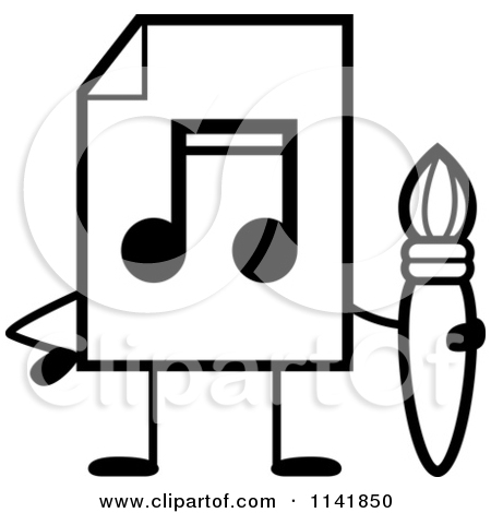 Cartoon Clipart Of A Black And White Mp3 Music Document Mascot Holding